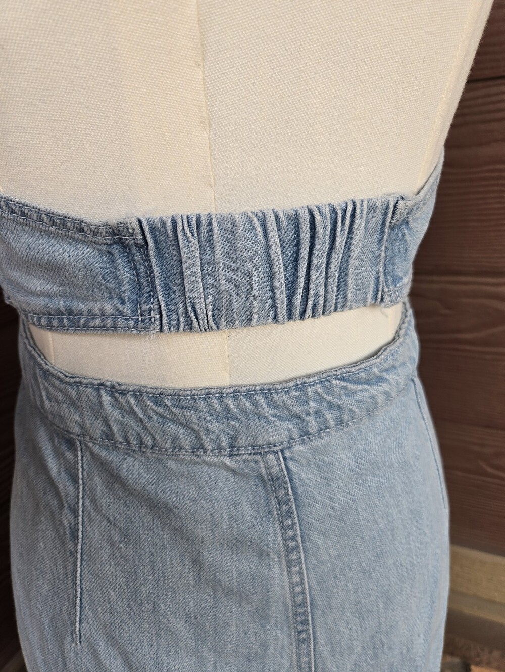 Universal Thread Light Wash Denim Halter Maxi Dress Women's Size 12 - Picture 9 of 16